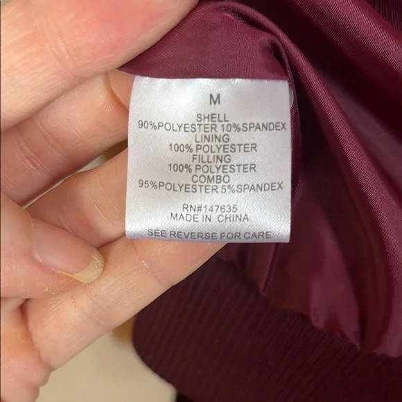 Like new Red Velvet Bomber Jacket with Ribbed Details - Picture 10 of 13